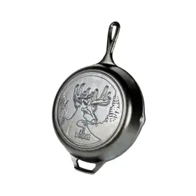 L8skwldr Lodge Cast Iron Wildlife Series 10.25 Inch Skillet Deer
