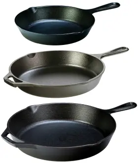 Quiverbndle2 Lodge Seasoned Cast Iron 3 Skillet Bundle. 12 Inches And 10.25 With 8