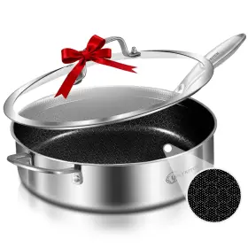 Lolykitch 765305678629 6 Quart Stainless Steel Nonstick Saut Pan With Lid 12 Inch Deep Skillet