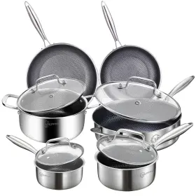 Lolykitch 765305678896 10 Piece Kitchen Cookware Sethybrid Tri-ply Stainless Steel Pots An