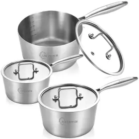 Lolykitch B0cq57dljd Tri-ply Stainless Steel Saucepan Set Glass Lids 1 2 3 Quart Cooking Pots