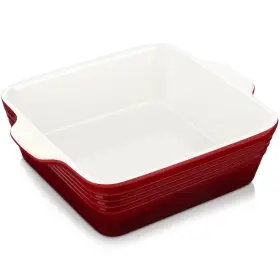 Lc-bk-b06 Lovecasa 2 Quart Square Stoneware Casserole Baking Dish With Handles Red