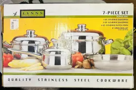 200c Lynns Concepts Series 7-piece 18/10 Stainless Steel Cookware - Brand New