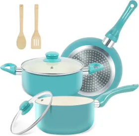Hc2023-7f M Melenta Pots And Pans Set 7 Piece Nonstick Ceramic Cookware Kitchen Induction Cook
