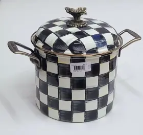 89254-40 Mackenzie-childs Courtly Check Enamel 7 Quart Stockpot