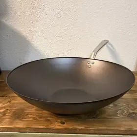 Swe-w12c Made In 13.5 Carbon Steel Wok Flat Bottom Non-stick Black