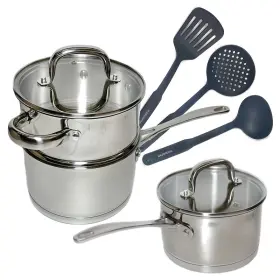 Maggopan B0br3wr2vr Stainless Steel Saucepans Nylon Tools 8 Pcs Set Glass Lid Induction