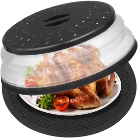 Magjiuke 679263893430 12 Microwave Food Cover Mat Large Vented Collapsible Splatter Guard