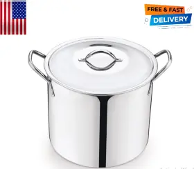 Mainstays 445056299252 8- Quart Stainless Steel Stock Pot With Lid Durable Stay-cool Handles