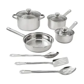 662969603 Mainstays 10 Piece Nonstick Stainless Steel Cookware Set