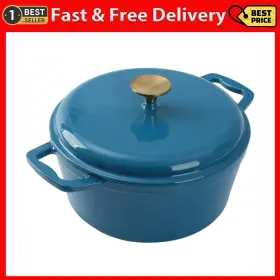 Mainstays 726084366367 4.75 Quart Oven-safe Cast Iron Ceramic Enamel Round Dutch Oven Blue