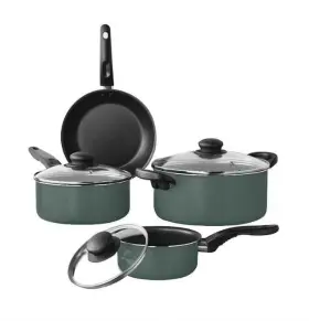 Mainstays 950093318806 New 7 Piece Non-stick Cookware Set Aluminum Green Sage