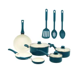 Ms55100138532 Mainstays Classic Collection 12 Piece Nonstick Aluminum Alloy Cookware Set Blue