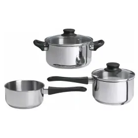 Ms57-080-308-1 Mainstays 5-piece Stainless Steel Pot And Pan Set Family Cookware Glass Lids With Steam