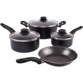 Ms5808030501 Mainstays 7 Piece Non Stick Aluminium Cookware Set Black New