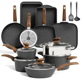 B0c2vrnxjz Maison Arts 17-pc Non-stick Granite Cookware Set Induction Pots And Pans