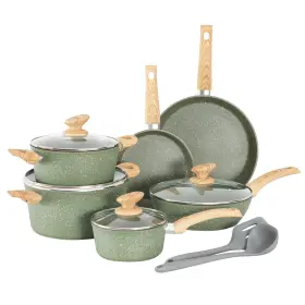 Ka-cs01-001-green Maison Arts Pots And Pans Set Non Stick 12 Piece Green Granite Kitchen Cookware Inductio