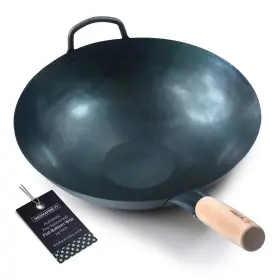 Mammafong 731628067235 Pre Seasoned Blue 14 Inch Preseasoned Flat Bottom