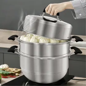 Mano 782905785885 Steamer Pot Cooking Inch Steam Pots Lid 2-tier Multipurpose Stainless Steel