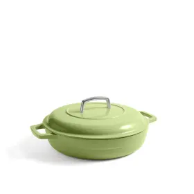 Martha Stewart 085081469847 By 3.5 Quart Enameled Cast Iron Braiser With Lid Bay Leaf