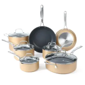 Martha Stewart 085081535139 12 Piece Heavy Gauge Aluminum Hard Anodized Premium Nonstick Cookware Set Inch