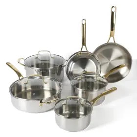 Martha Stewart 085081650955 Castelle 10 Piece 18/8 Durable Stainless Steel Induction Safe