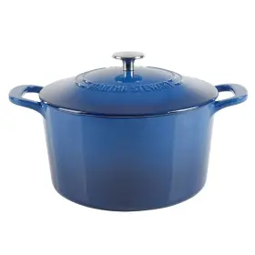 92328700 Martha Stewart Gatwick 7 Quart Enamel Cast Iron Dutch Oven Classic Blue Oven-safe
