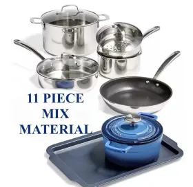 Hf40721 Martha Stewart Collection Culinary Science 11 Piece Mixed Material Cookware Set