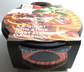 Masterchef 11ma419bk The Tv Series 4.5 Quart Aluminum Casserole Pot Pan Cookware W Lid Black