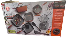 Mc3006 Masterchef 17 Pieces Champions Square Cookware Set Orange