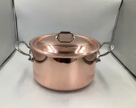 053125 Mauviel M 6s 6-ply Polished Copper And Stainless Steel Stewpan With Lid 6.2-qt