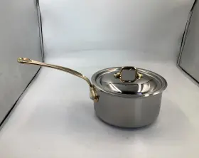351017 Mauviel Mftcook B 5-ply Polished Stainless Steel Sauce Pan 1.8-qt