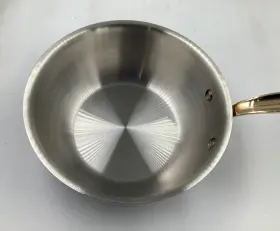 351220 Mauviel Mftcook B 5-ply Polished Stainless Steel Chef Pan With Brass Handle 2.1q