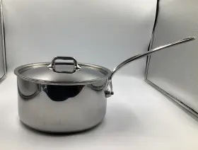 401021 Mauviel Mfturban 4 Tri-ply Polished Stainless Steel Sauce Pan 3.4 Qt