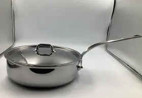 401125 Mauviel Mfturban 4 Tri-ply Polished Stainless Steel Saute Pan 3.2-qt