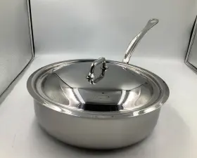 521125 Mauviel Mftcook 5-ply Saute Pan With Lid Cast Stainless Steel Handle 3.2-qt