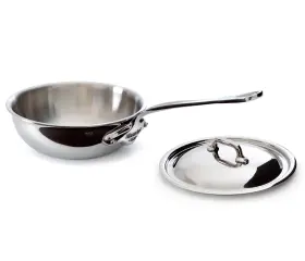 5212.21 Mauviel Mftcook 2.1 Quart Stainless Steel Curved Splayed Saute Pan With Lid