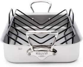 5217.37 Mauviel Mftcook Stainless Steel Roasting Pan With Rack 13.5 X 9.8 Inch