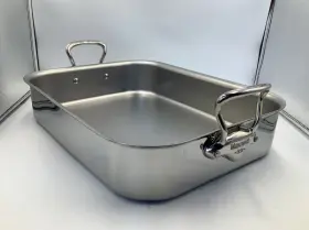 521715 Mauviel Mftcook 5-ply Polished Stainless Steel Roasting Pan With Rack 15.7x11 In