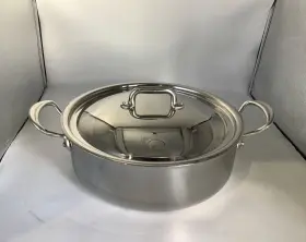 523029 Mauviel Mftcook 5-ply Polished Stainless Steel Rondeau/braiser Pan With Lid 6-qt