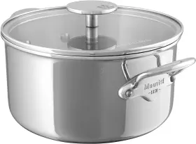 5231.75 Mauviel Mftcook Stainless Steel Casserole Dish With Glass Lid 9.4 Inch
