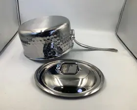 527081 Mauviel Mftelite 5-ply Hammered Polished Stainless Steel Sauce Pan. 3.4-qt
