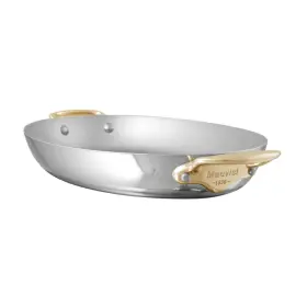 Mauviel 574903534308 Mftcook B Stainless Steel Oval Pan With Brass Handles 11.8-in