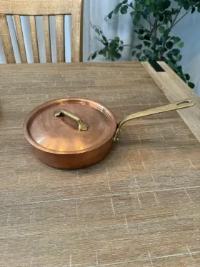 Mauviel 574906411255 Copper Saute Pan With Lid Cast Iron Handle