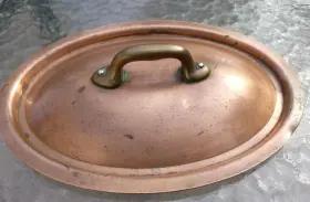621820 Mauviel Vintage Copper Oval Curved Lid With Brass Handle 10 Inch Only No Pot