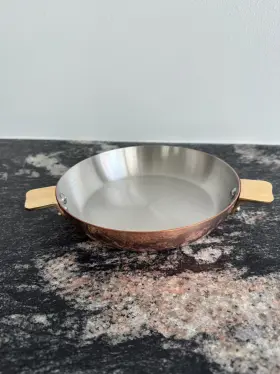 650726 Mauviel Art Dec Copper And Stainless Steel Round Pan Brass Handles 10-in