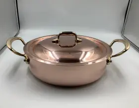 673324 Mauviel Mftheritage 150 B Polished Copper And Stainless Steel Rondeau With Lid 3.5-qt