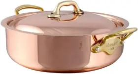 673328 Mauviel Mftheritage 150 B 1.5mm Polished Copper And Stainless Steel Rondeau With Lid
