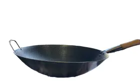 Mega Cook 669185440249 Steinless Steel Wok With Long Handle 45cm Traditional Chinese Stir Fry Pan