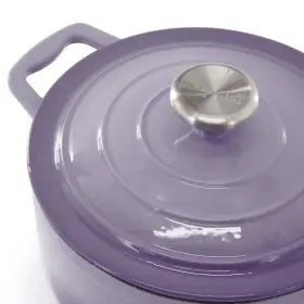 Megachef 840191216930 7 Piece Enameled Cast Iron Cookware Set In Purple